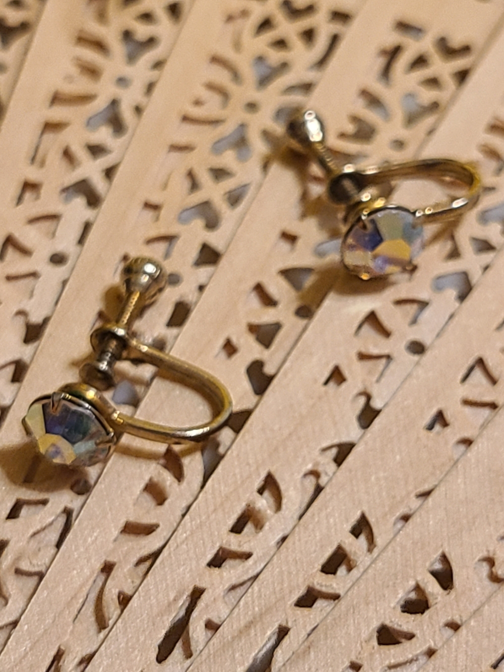 Antique Gold  Crystal Screw-Back Earrings